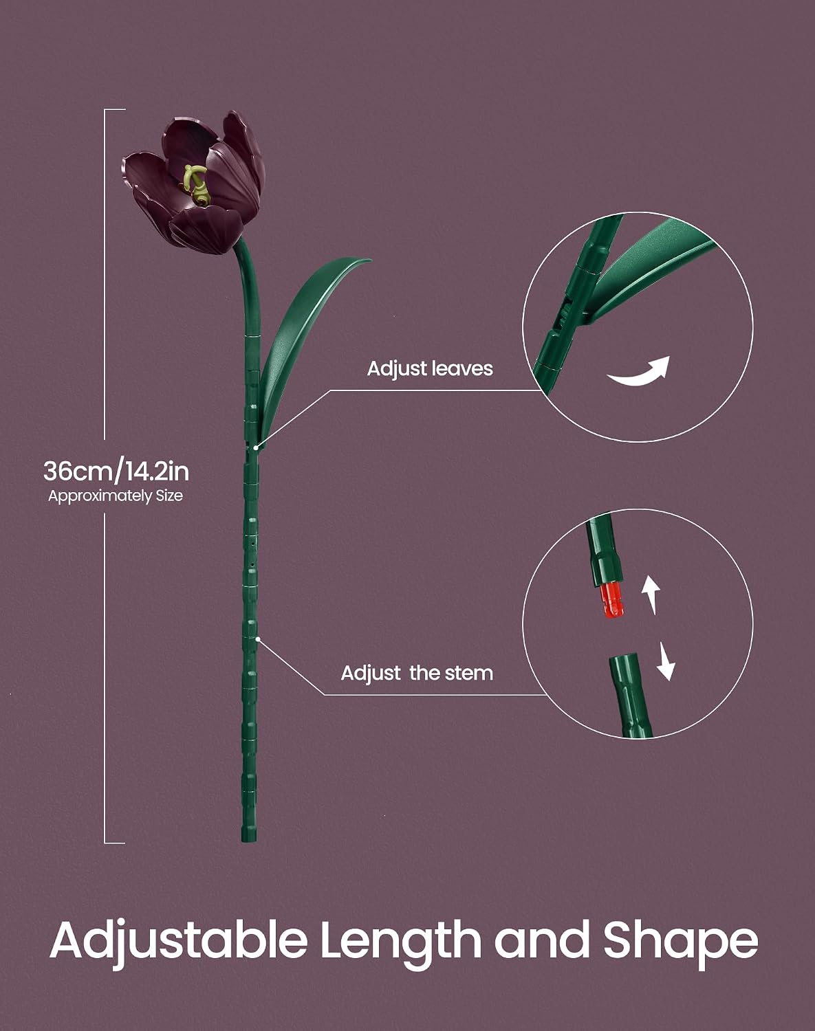 Dark Purple Tulip Flowers Building Set Botanical Bouquet for Her
