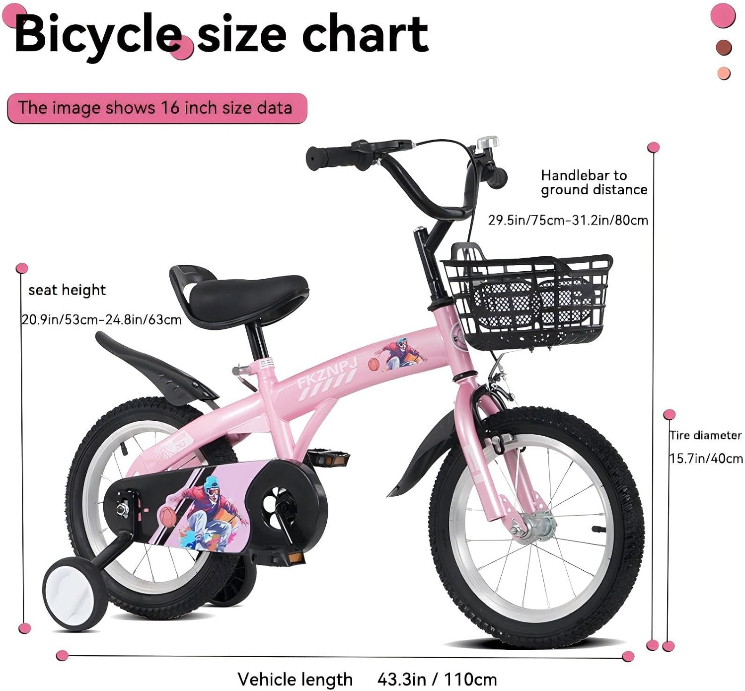 Kids Bike, 16 18 Inch Children Bicycle with Training Wheels, Kids Bicycle for Boys Girls 4-12 Years Old, Sturdy