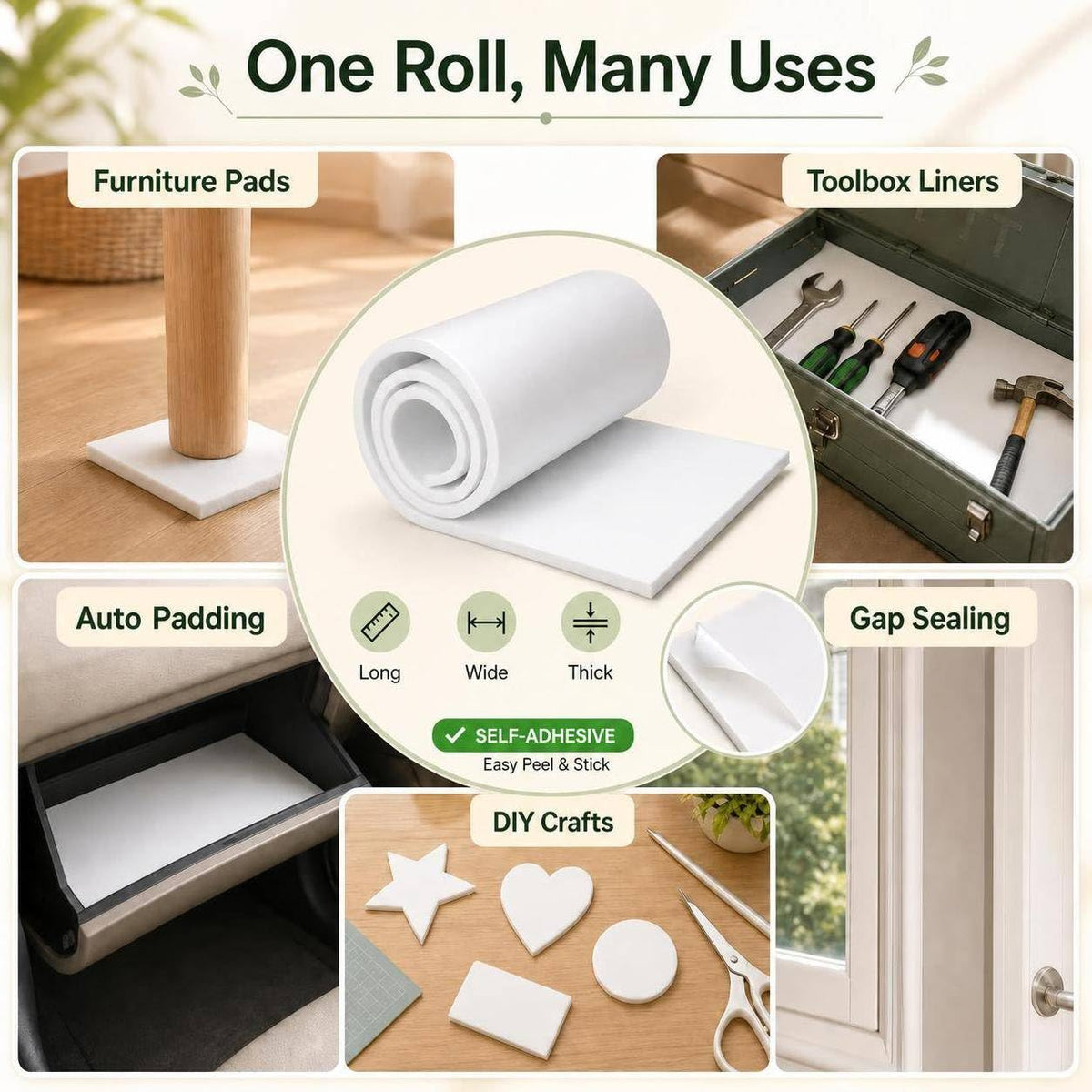 Sponge Neoprene Foam Sheet with Adhesive 1/4''T x 12''W x 59''L