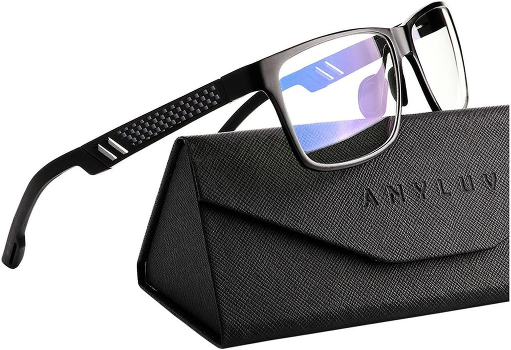 Blue Light Blocking Glasses Men Computer Gaming Glasses Lightweight Al-Mg Metal Anti Eyestrain Eye Protection