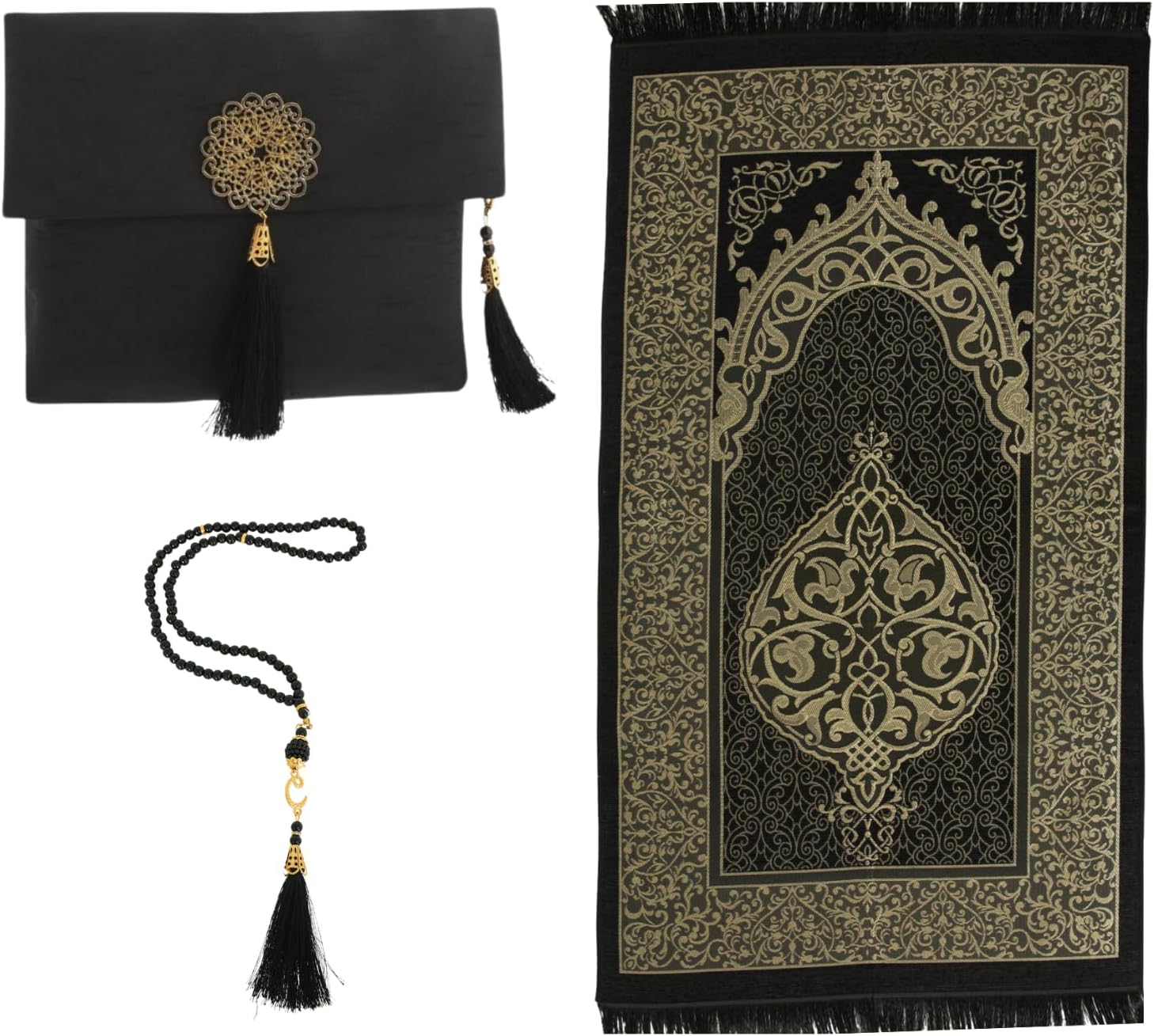 Muslim Prayer Rug with Tasbih and Portable Bag, Muslim Gift for Women Men, Mubarak Islamic Box, Soft Mat Islam Gifts