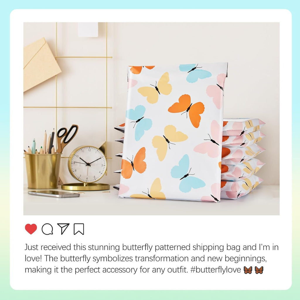 Poly Mailers 10x13" 20 Pack,Cute Shipping Bags for Clothes,Butterfly