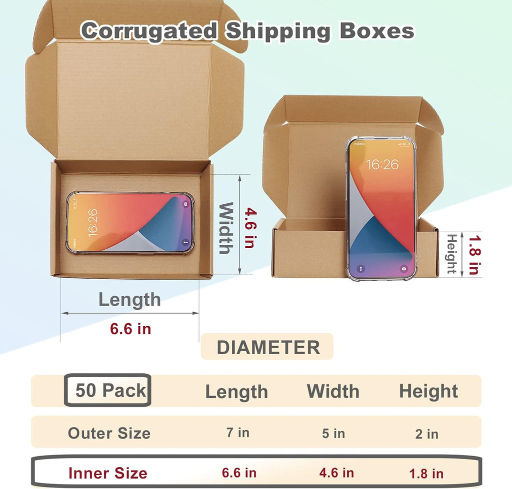 7x5x2 Inch Shipping Boxes Pack of 50 Small Cardboard Box Mailing