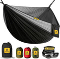 Camping Hammock with Mosquito Net, 500 lbs Portable Hammock with Tree Straps, 2-in-1 Double/Single Travel Hammock
