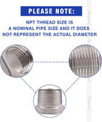 3/4 NPT Male x 1/2 NPT Female Stainless Steel Hex Bushing, 2 Pack