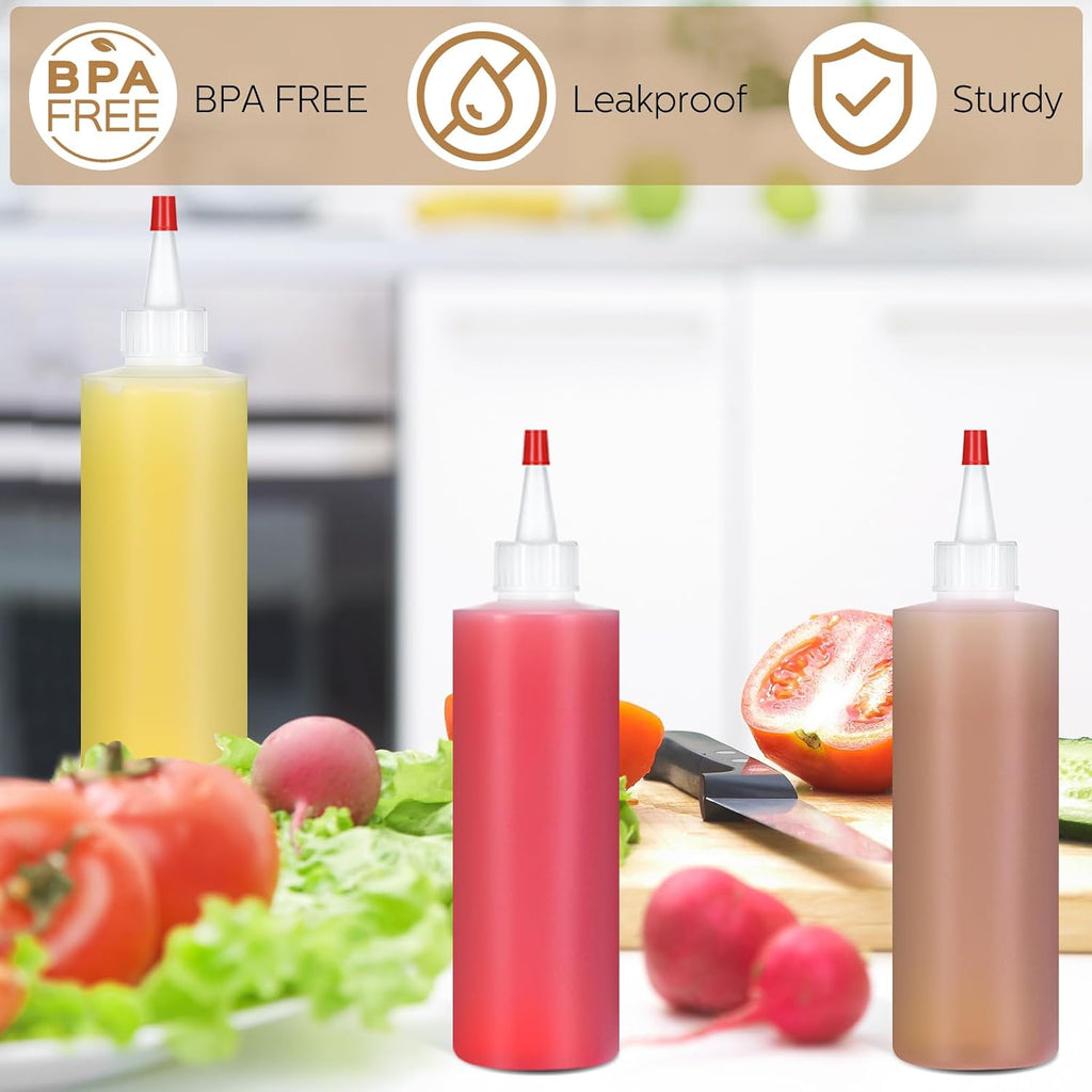60 Pack 8 oz Condiment Squeeze Bottles Plastic Squeeze Bottles, Red