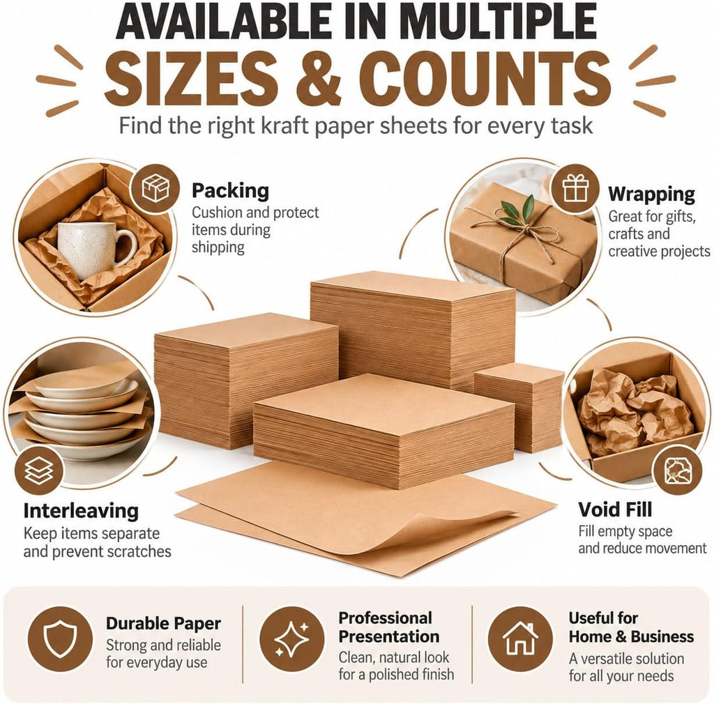 Indented Kraft Paper Sheets, 60 lb, 24 x 36 in, 210 Sheets