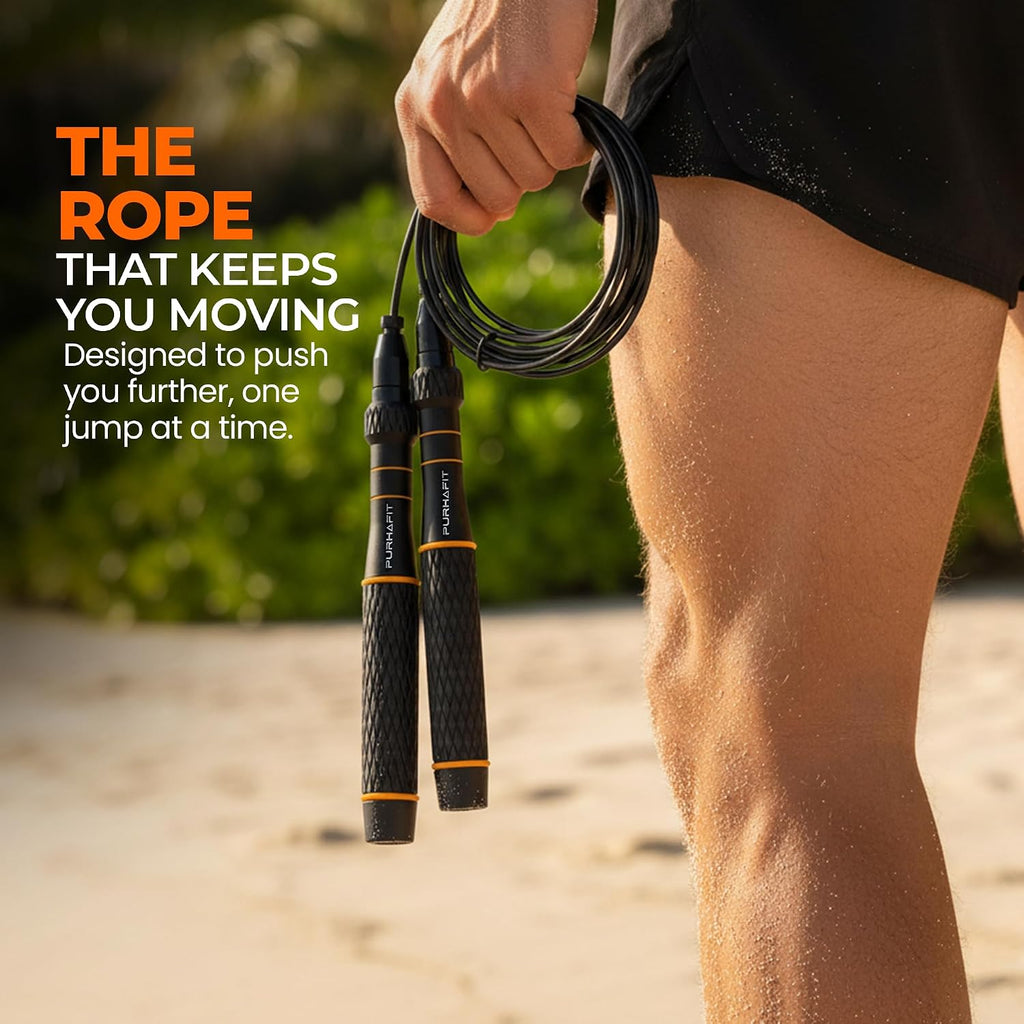 LYRA Adjustable Speed Jump Rope – 360° Ball Bearings, Steel Cable & Aluminum Handles – Fast Double Unders for