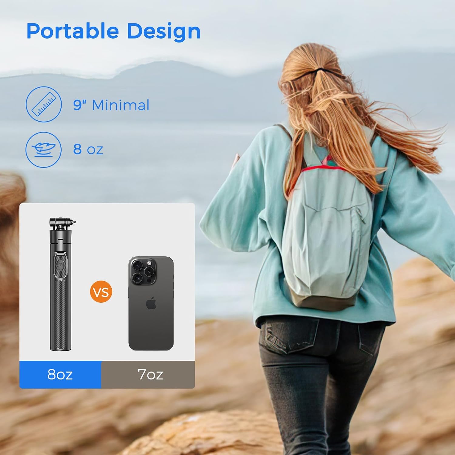 Selfie Stick Travel Tripod for Cell Phone with Remote Control and Phone Holder, Extendable Selfie Stick for iPhone