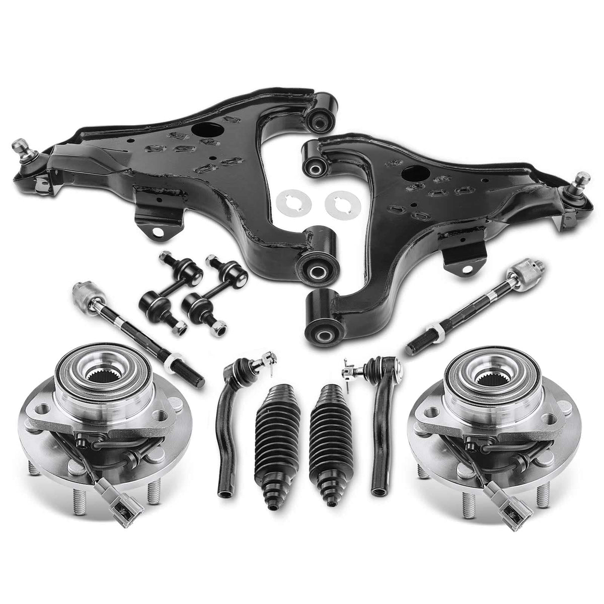 A-Premium 12Pcs Front Suspension Kit, Upper Lower Control Arm Sway Bar Link