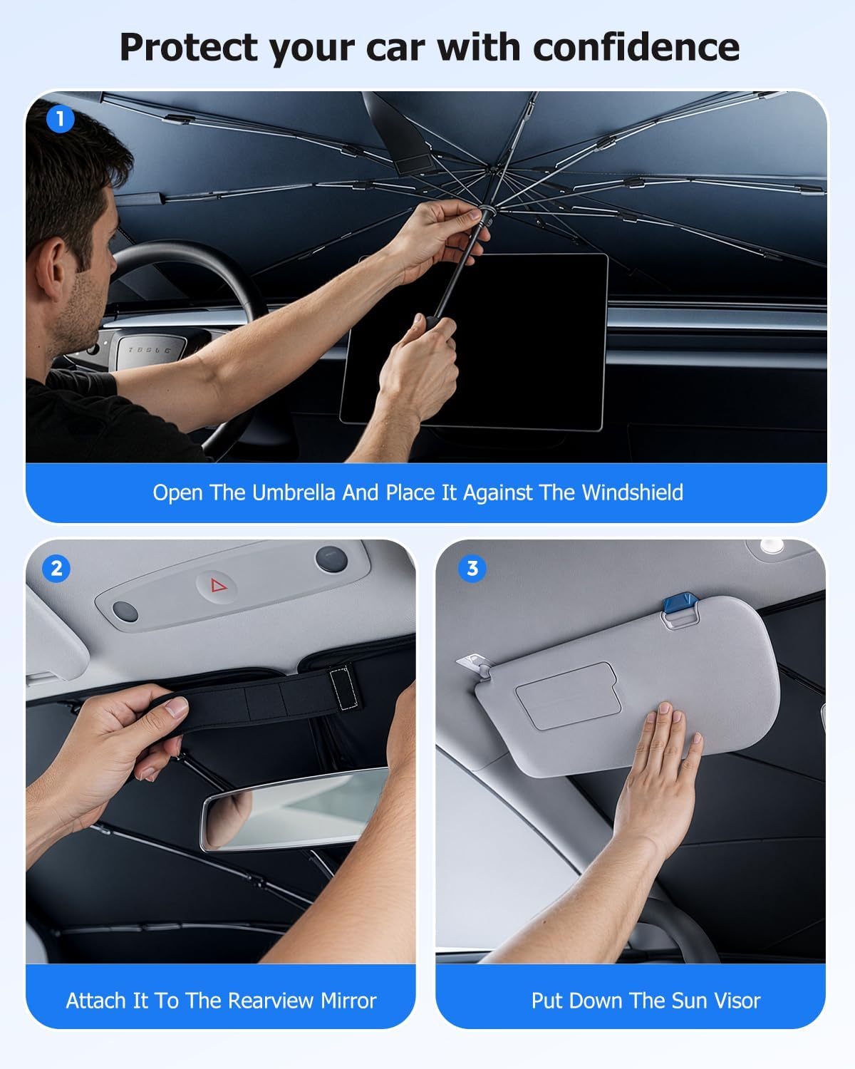 [2026 Upgrade] Weektic Windshield Sun Shade Umbrella, [Double Thickened Ice Crystal Coating] Sun & Heat Protection