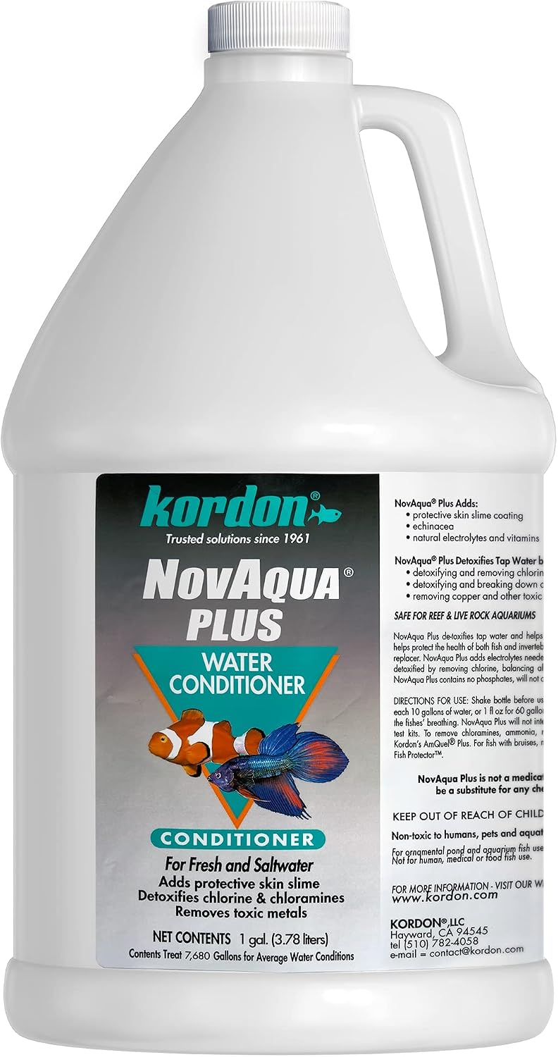 NOVAQUA Plus - Freshwater & Saltwater Aquarium Water Conditioner – Instantly Detoxifies Chlorine, Chloramines, &
