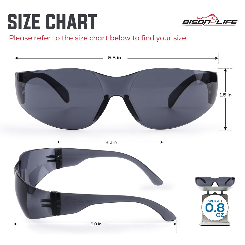 Black Safety Glasses for Men & Women, Bulk, ANSI Z87.1, 12 Pack