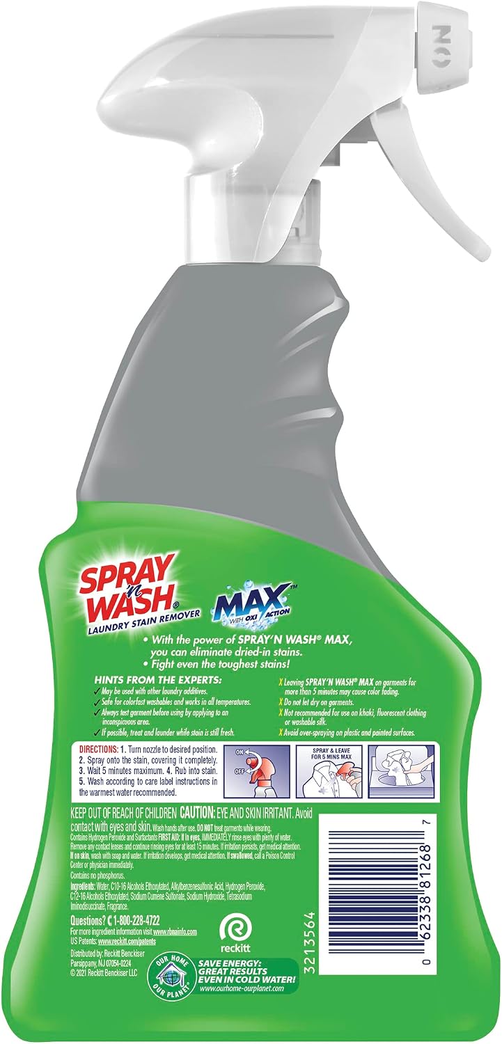 Max Laundry Stain Remover Spray for Clothes, 16oz