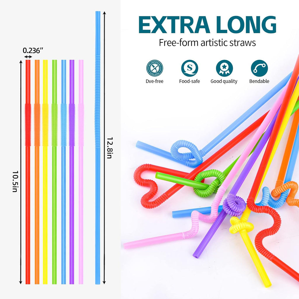 100PCS Flexible Plastic Straws