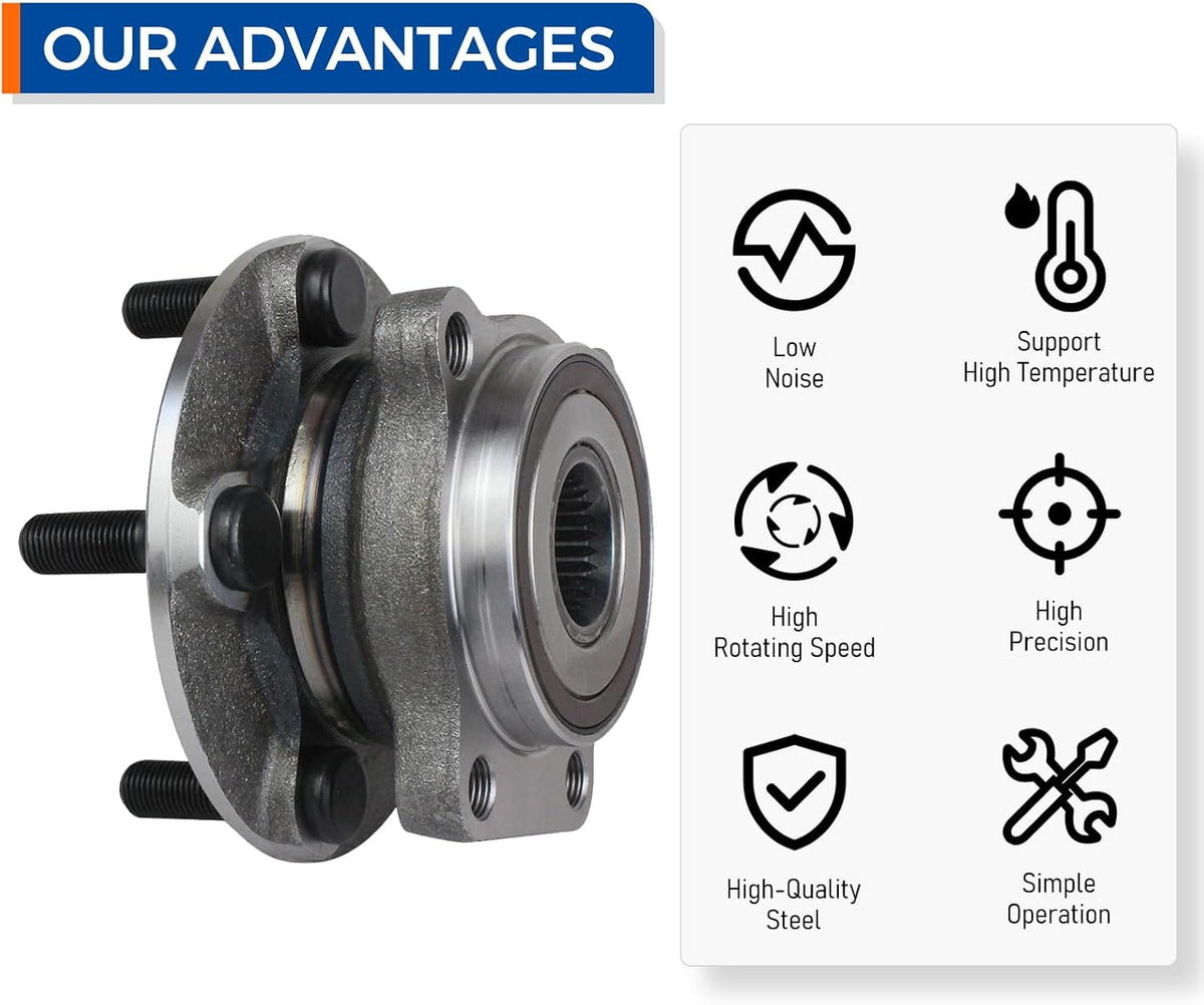 PAROD Pair 513220 Front Wheel Hub & Bearing Assembly Compatible with 2005-2014 Subaru Outback, Legacy w/ABS
