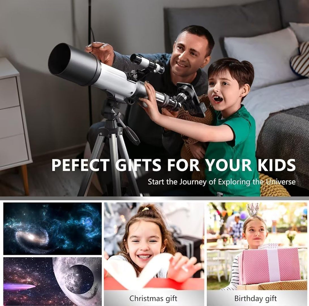 Astronomical Telescope, 70mm Aperture 400mm AZ Mount Refracting Telescope Beginners with AZ Mount Tripod Phone