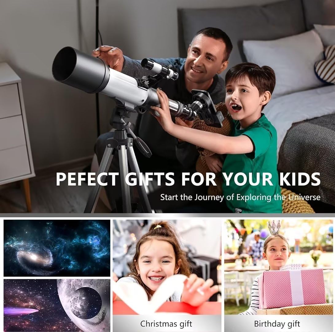 Astronomical Telescope, 70mm Aperture 400mm AZ Mount Refracting Telescope Beginners with AZ Mount Tripod Phone