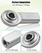 4PCS RH 1/4 x 1/4-28 Heim Joint Rod End Kit Fit for Hydraulic Cylinders
