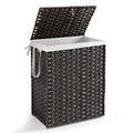 Laundry Basket with Lid, 90L Wicker Laundry Hampers, Chestnut Brown