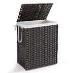 Laundry Basket with Lid, 90L Wicker Laundry Hampers, Chestnut Brown