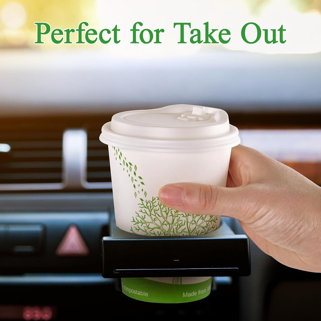 Compostable Coffee Cup Lids 200 Count, 3.54 inch CPLA Cup Lid