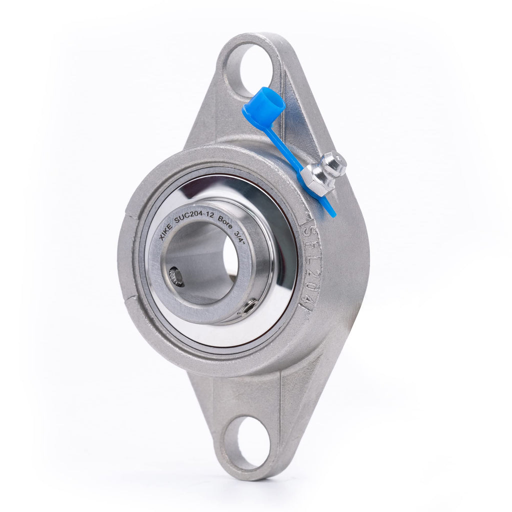 XIKE 2 Pcs SUCFL204-12 Bore 3/4" All Stainless Steel Pillow Block Bearings.