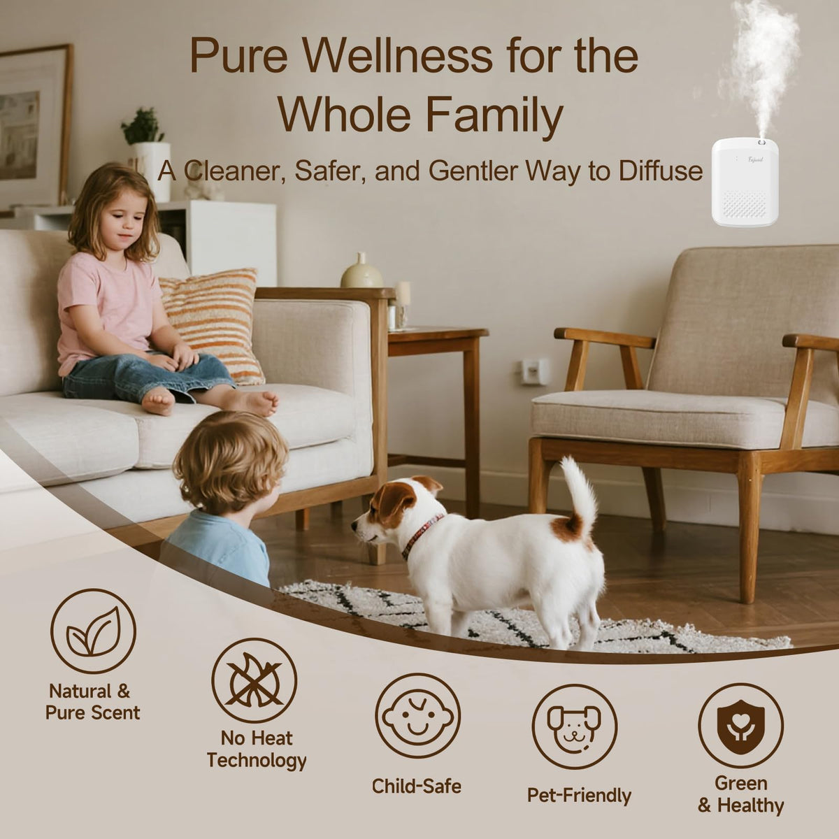Waterless Essential Oil Diffuser, 3000 Sq.Ft, with 120ml Scent Oil