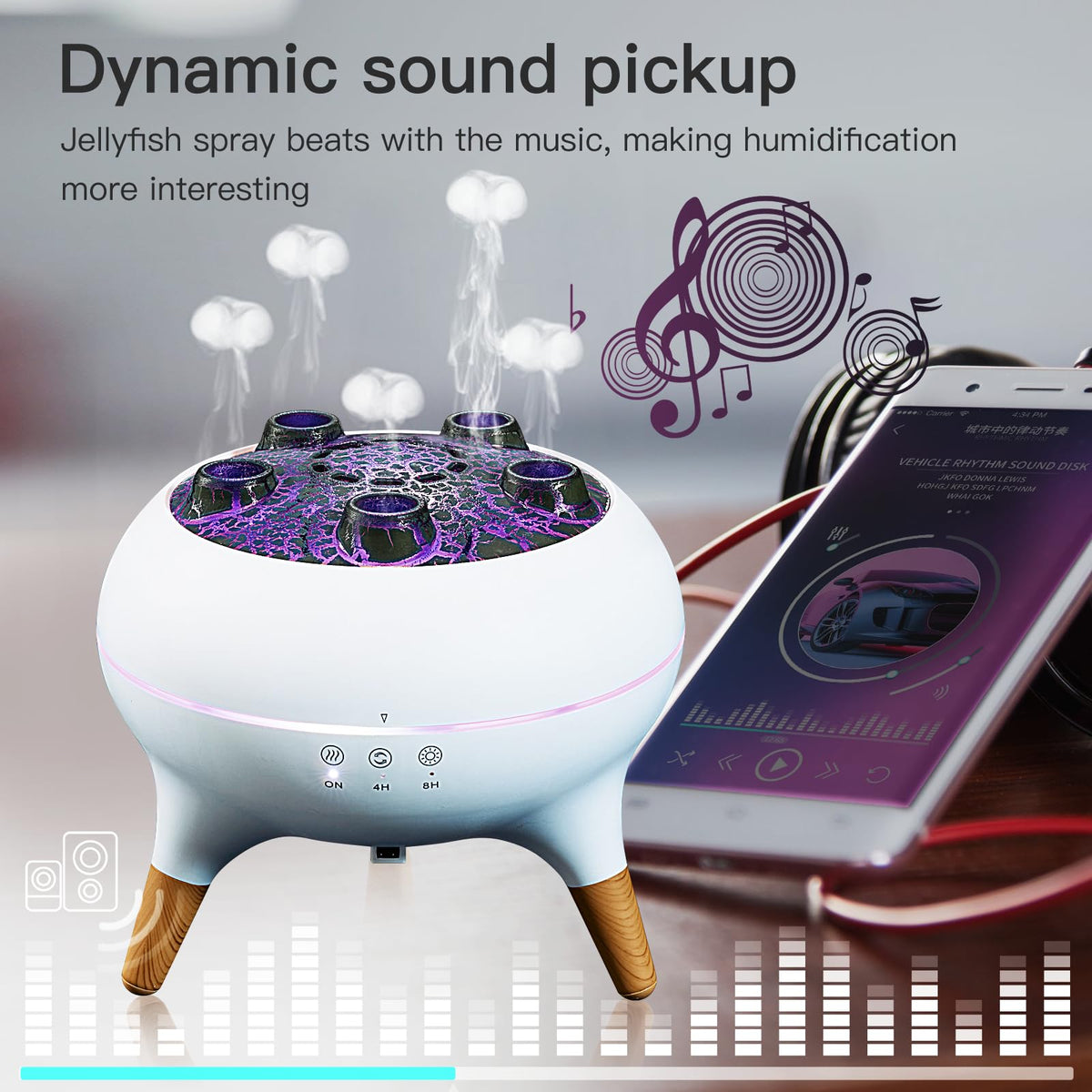 Essential Oil Diffuser 250ML,Jellyfish Diffuser Air Humidifiers Sound Pickup Ultrasonic Aromatherapy Diffuser Remote