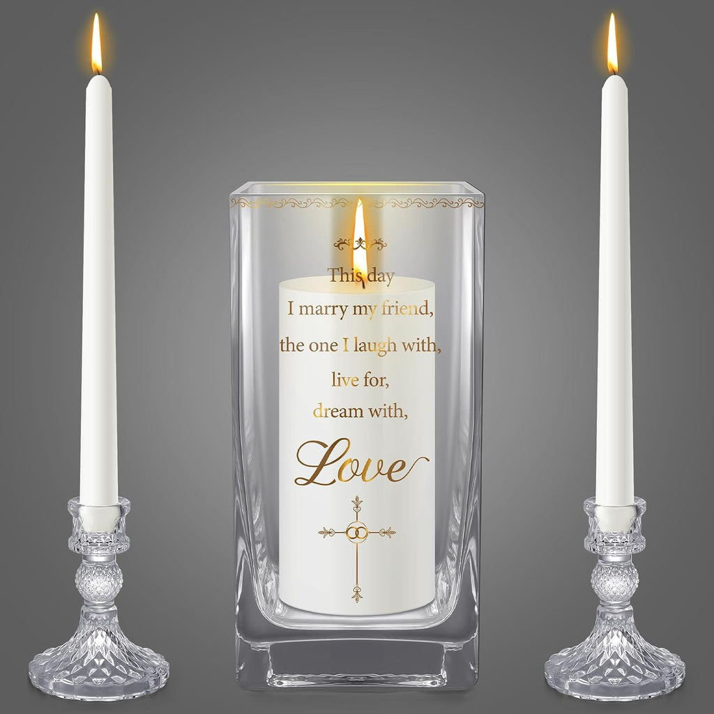 3 Pcs Wedding Unity Candle Set for Church Ceremony, Cross