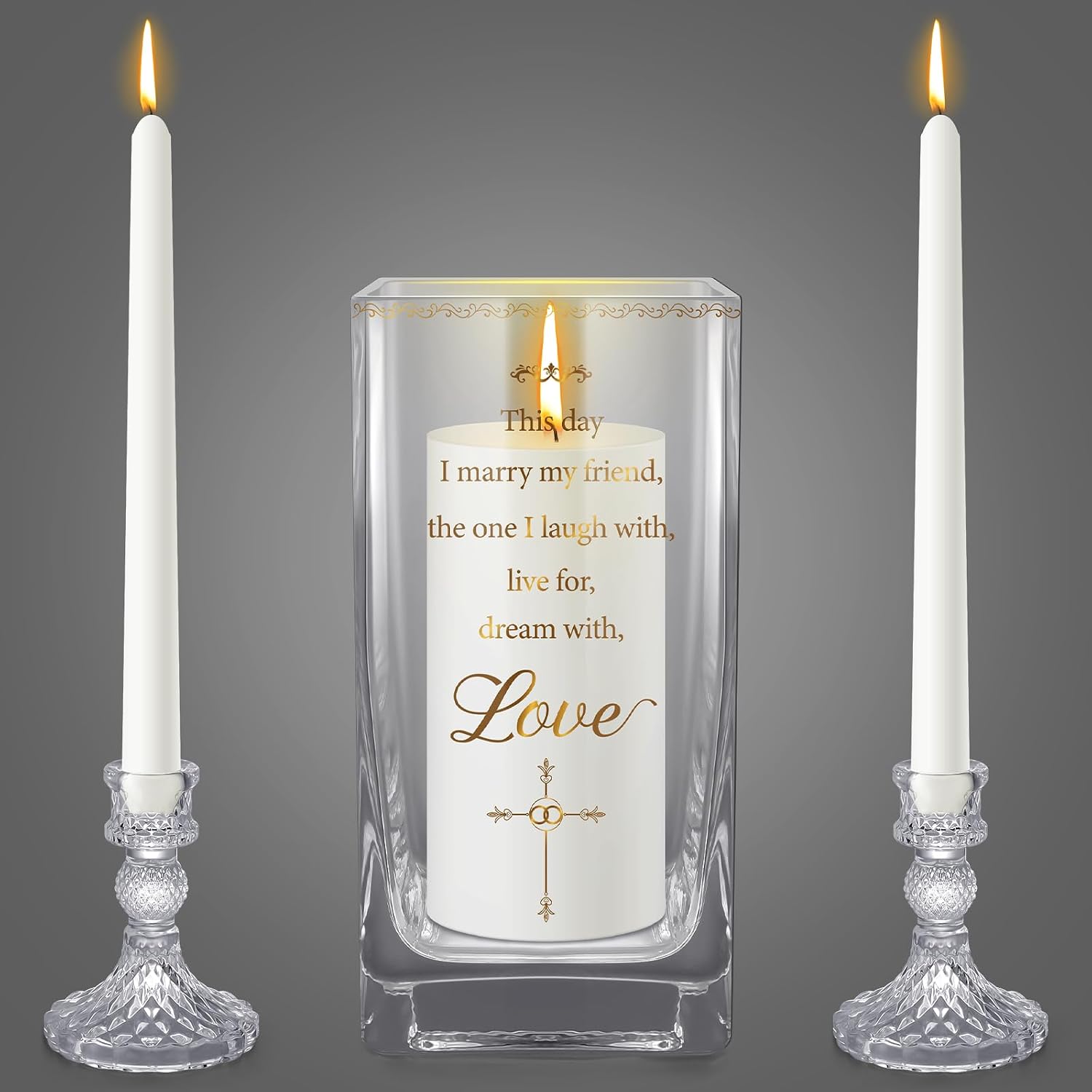 3 Pcs Wedding Unity Candle Set for Church Ceremony, Cross