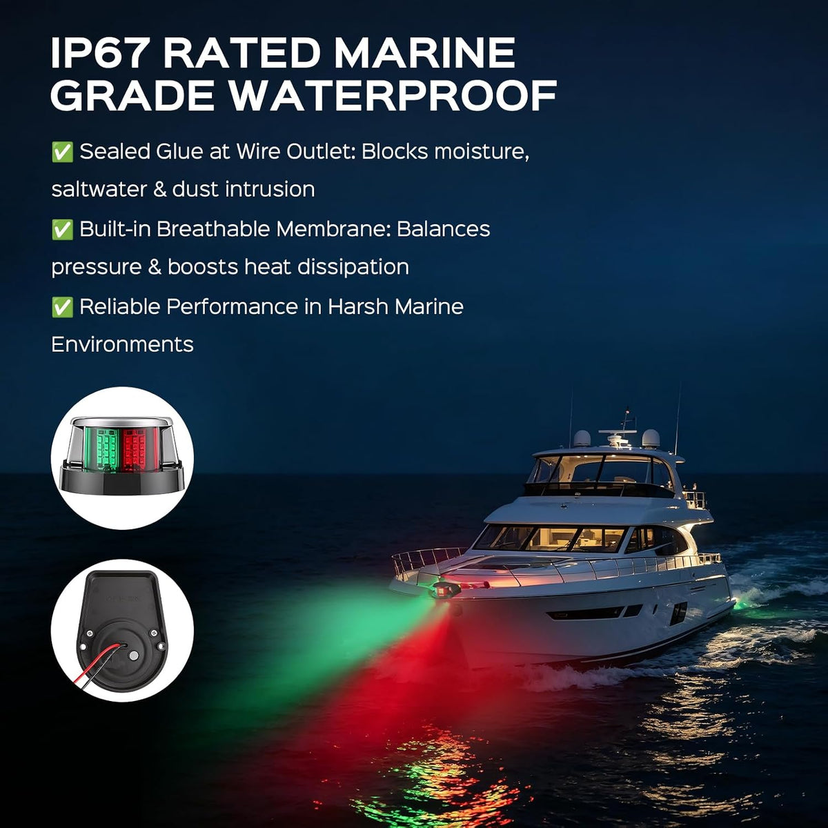 Red Green Boat Navigation Lights LED Marine Bow Light for Pontoon