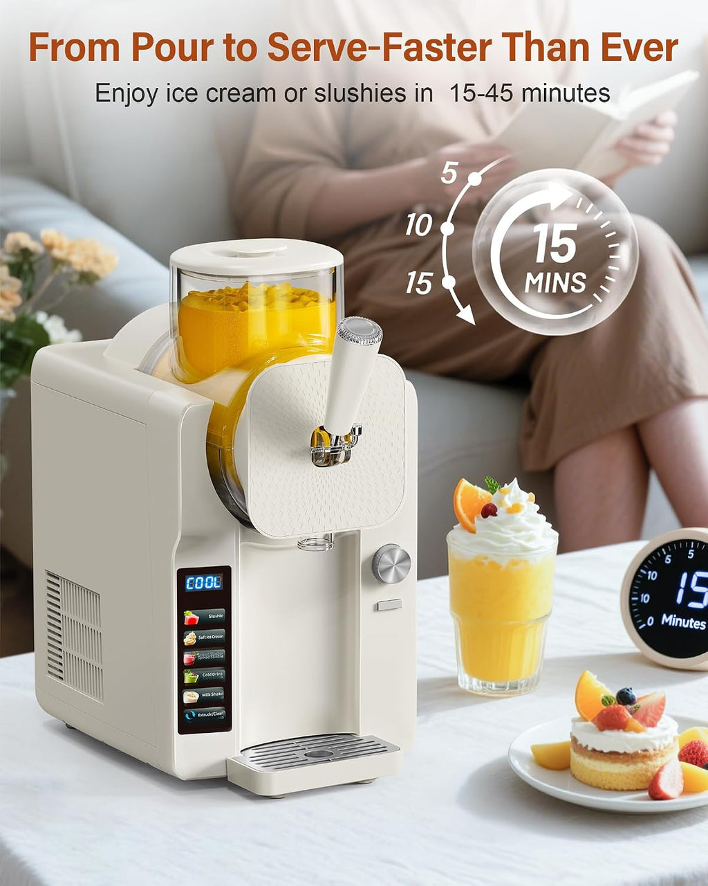 Slush Machine & Ice Cream Maker Machine 2-IN-1, for Smoothies, Margarita