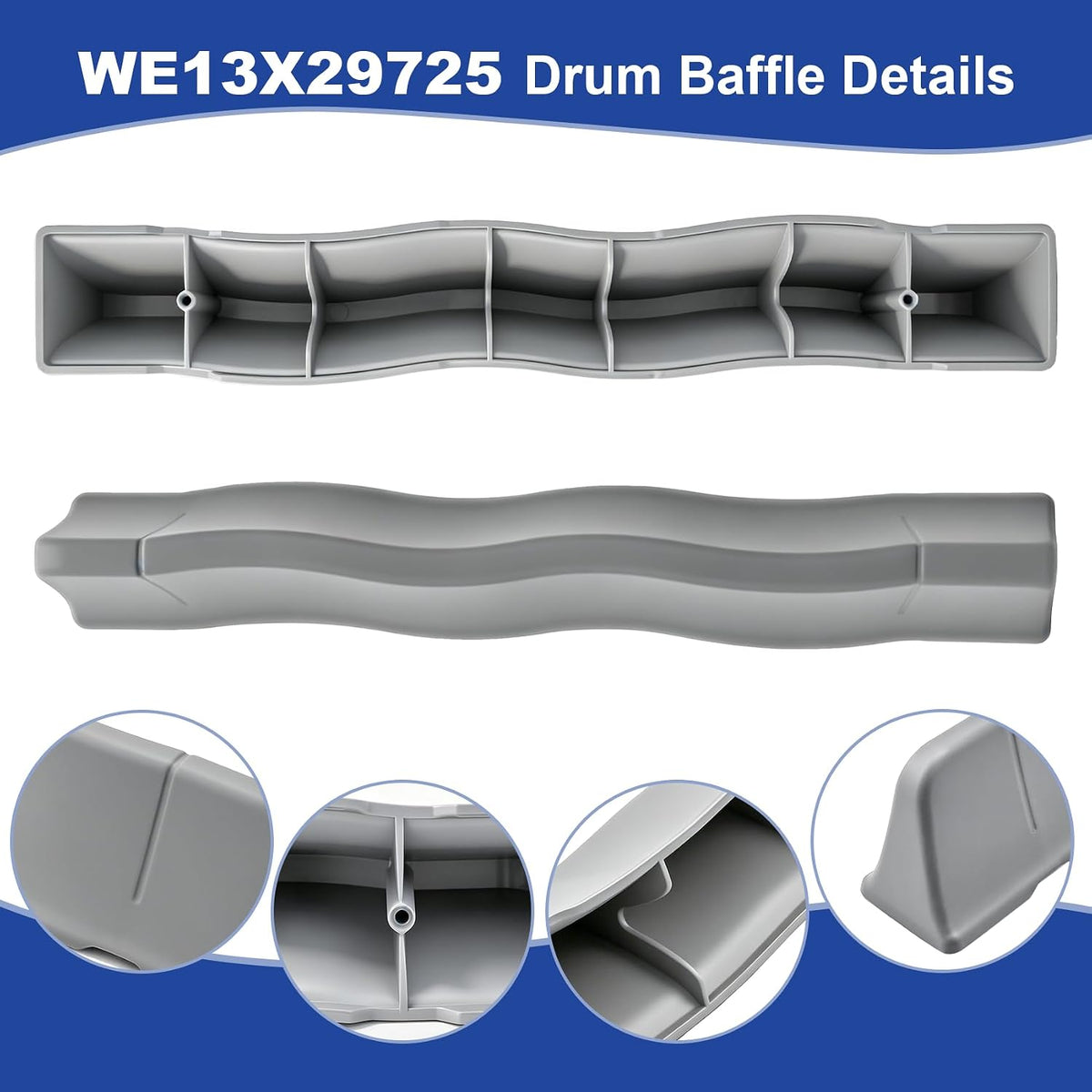 WE13X29725 Drum Baffle, Fit for ge Dryer GFD55ESSN0WW, GFD85ESPN0RS, GFD55ESSN3WW, GFD85ESPN1RS etc, Dryer Baffle Replacement WE13X29725 Replaces AP6981876, PS12743402, EAP12743402, PD00075095