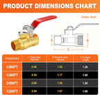 GASHER 1PCS 1/2 Inch Brass Mini Ball Valve, Shut Off Valve, 1/2 Inch Male x Female NPT Thread Pipe Fitting