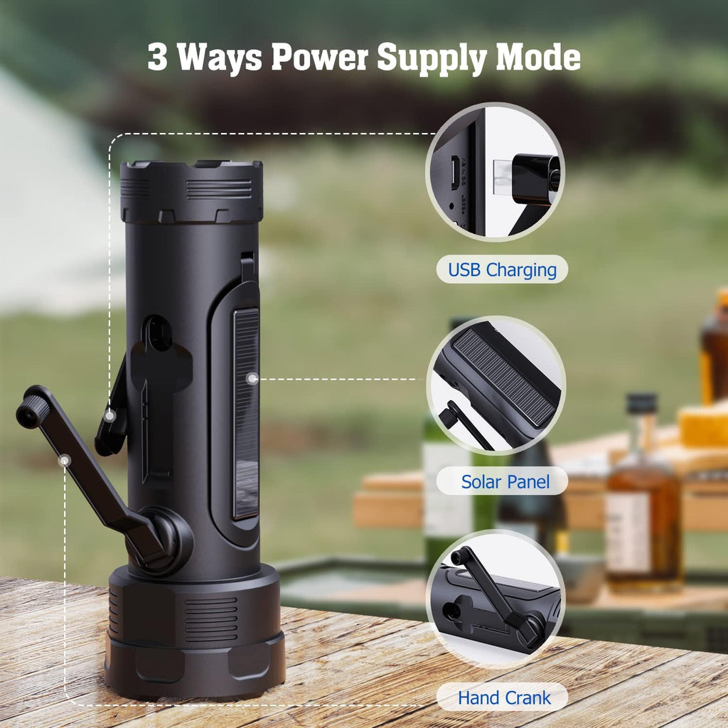NOAA Emergency Weather Radio, Portable Solar Hand Crank Flashlight Radio | AM FM Battery Powered Radio with NOAA