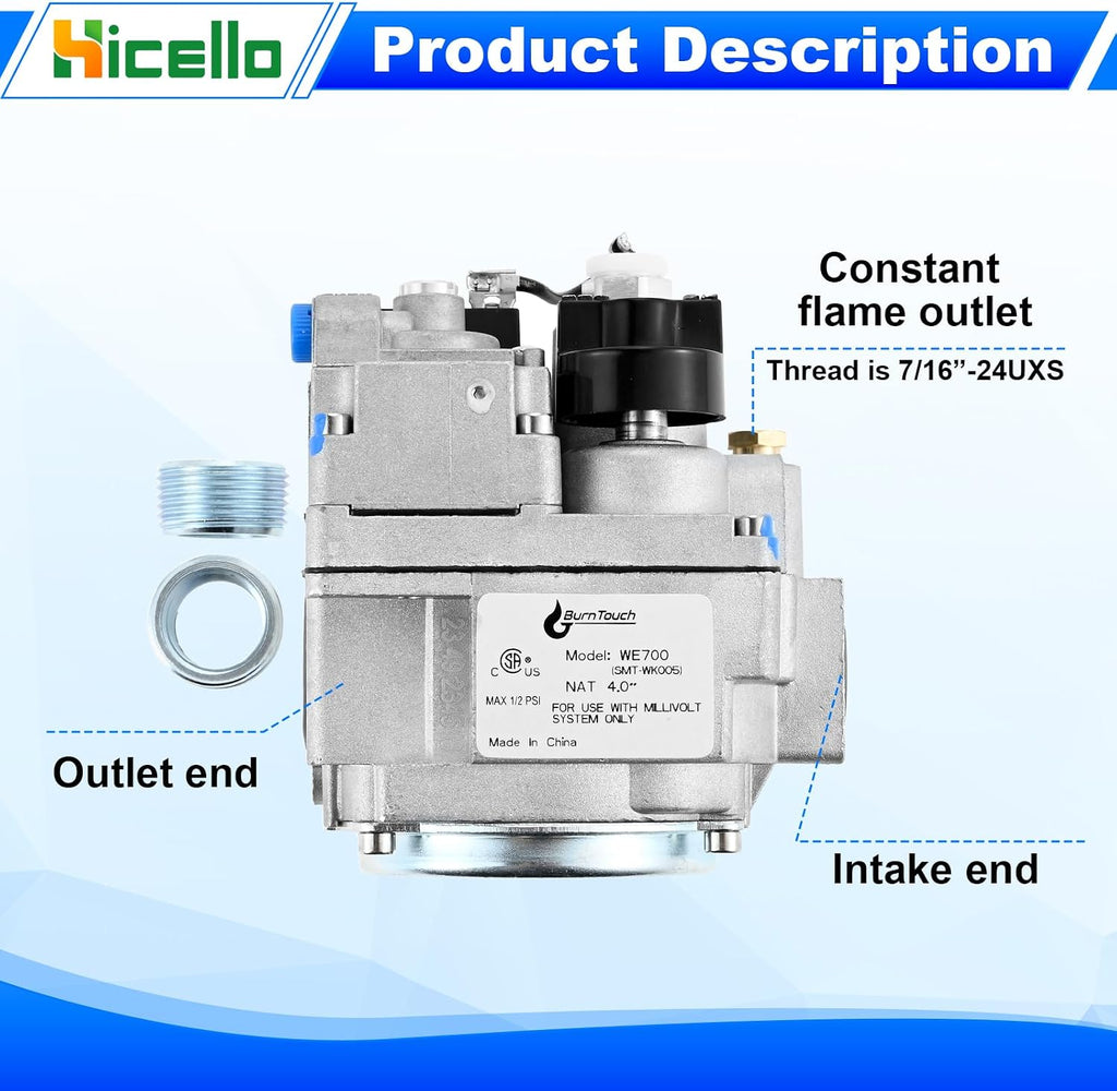 Gas Vvalve Replacement for Robertshaw 700-506 Millivolt Gas Valve
