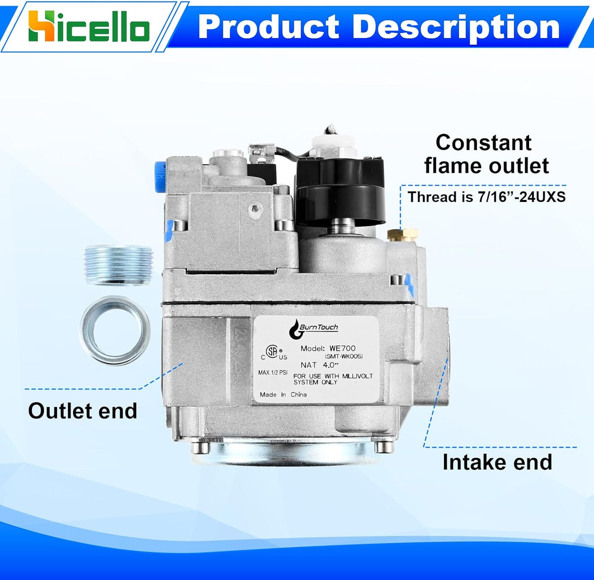 Gas Vvalve Replacement for Robertshaw 700-506 Millivolt Gas Valve