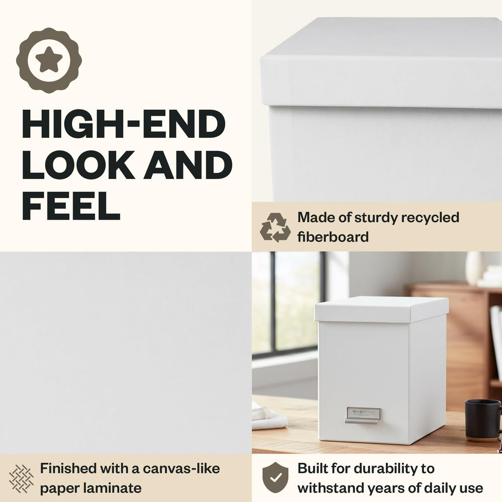 Bigso John Fiberboard Label Frame Desktop File Storage Box - Document Organizer for Important Paperwork - Durable