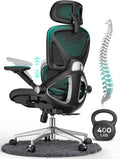 Ergonomic Mesh Office Chair, Adjustable Lumbar High Back Desk Chair 400lbs, 4D Flip-up Arms, 3-Level Tilt Backrest