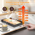Food Warmers for Parties Buffet – 4-in-1 Electric Warming Tray for Food with 10 Temp Settings & Timer, 33"x15" Glass