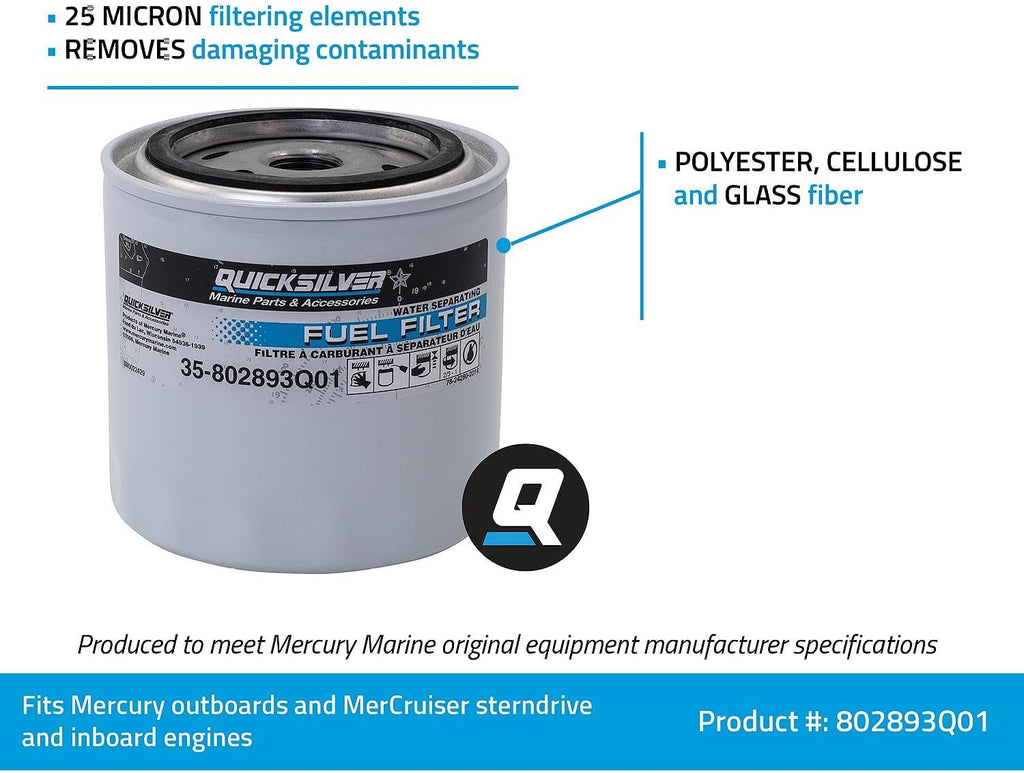 Quicksilver 802893Q01 Water Separating Fuel Filter, Mercury & MerCruiser