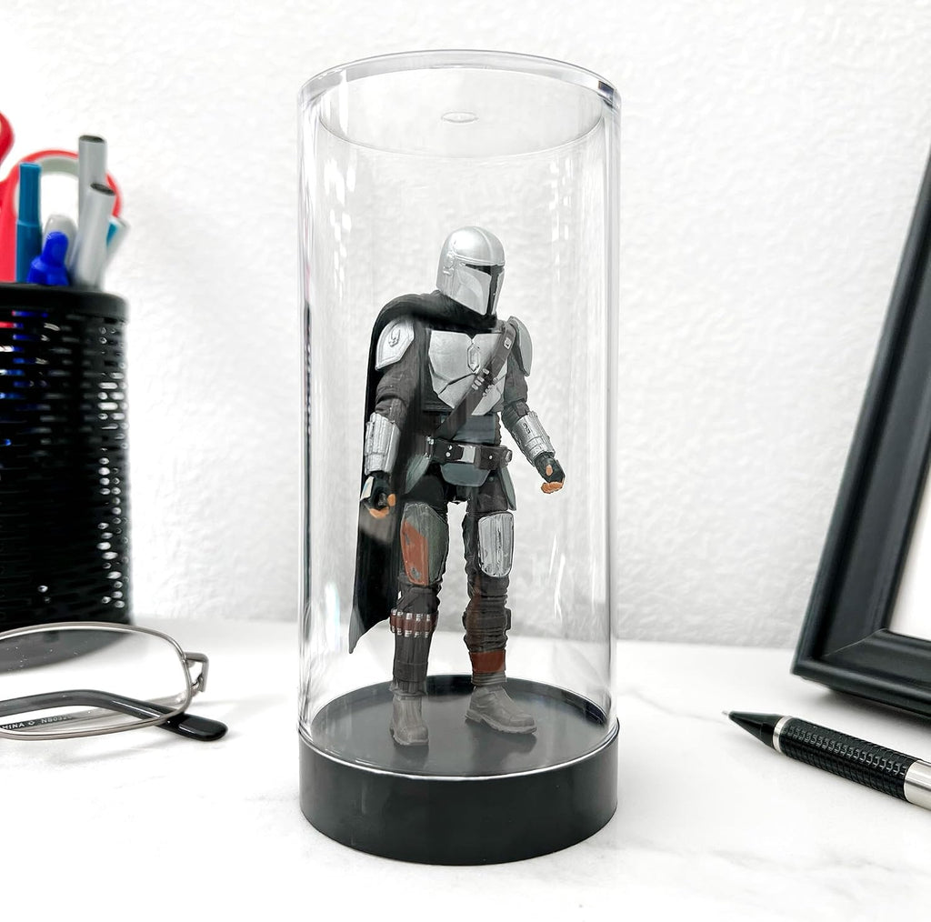 CC-5 Round Storage / Display Acrylic Action Figure Display Case with Black Base, 2.25" W x 4.75" H x 2.25" D, 2-Pack