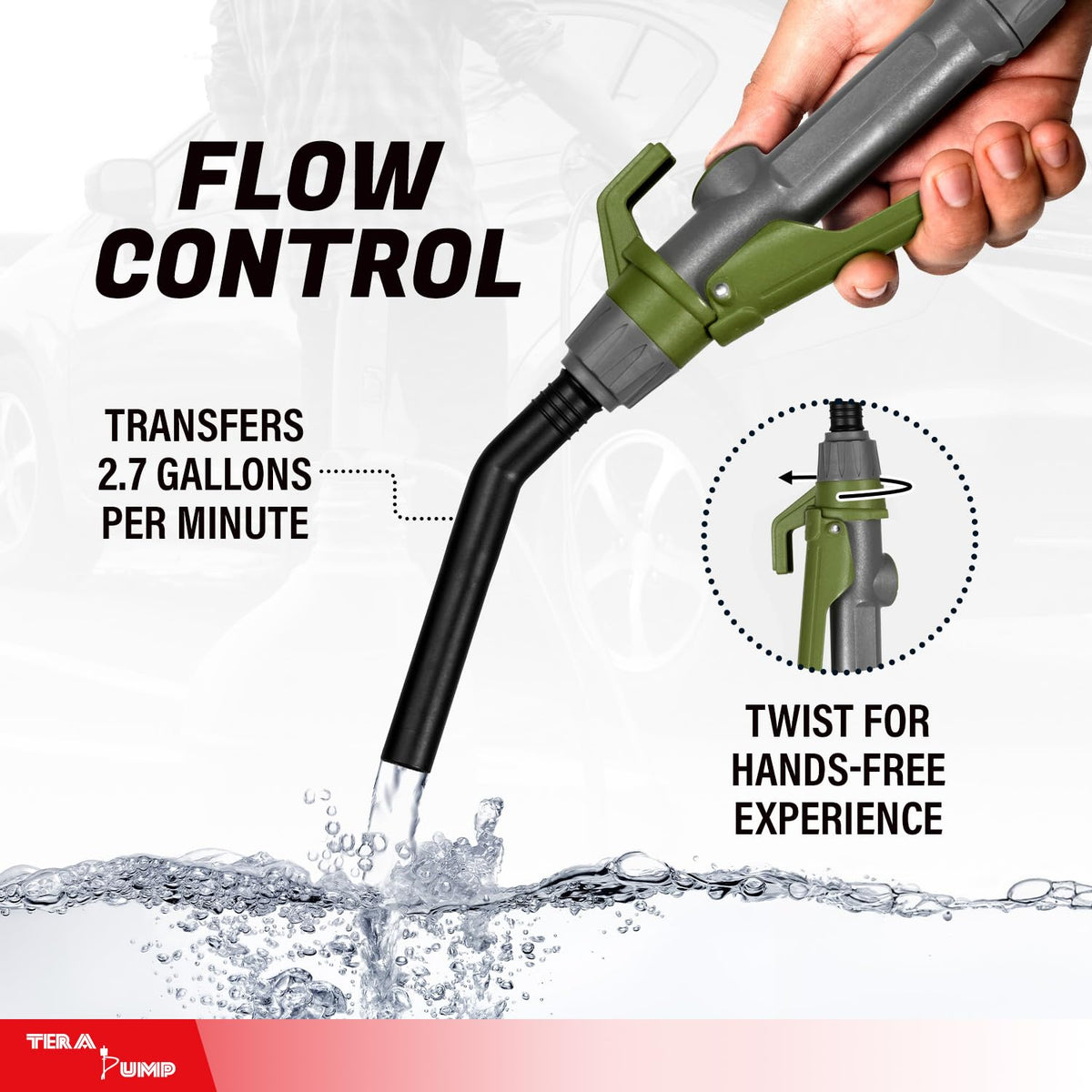 TERA PUMP Fuel Transfer Pump w/Quick Flow Control Nozzle