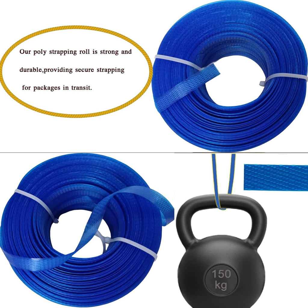 Manual Banding Strapping Kit, Box Packing Strapping Tool | 330 Ft Lenght Poly Strapping Belt and 100 Strapping