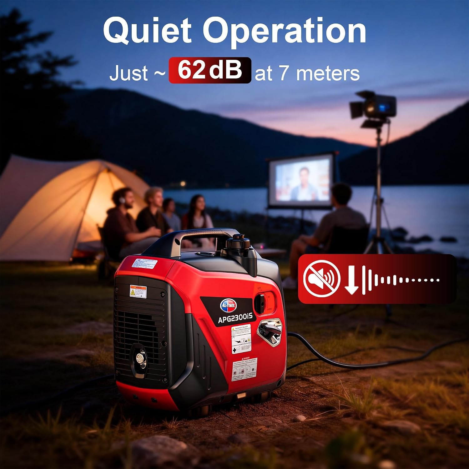 2000W Portable Inverter Generator for Home Use, Quiet Small Generator for Camping Outdoor, EPA Power Station with