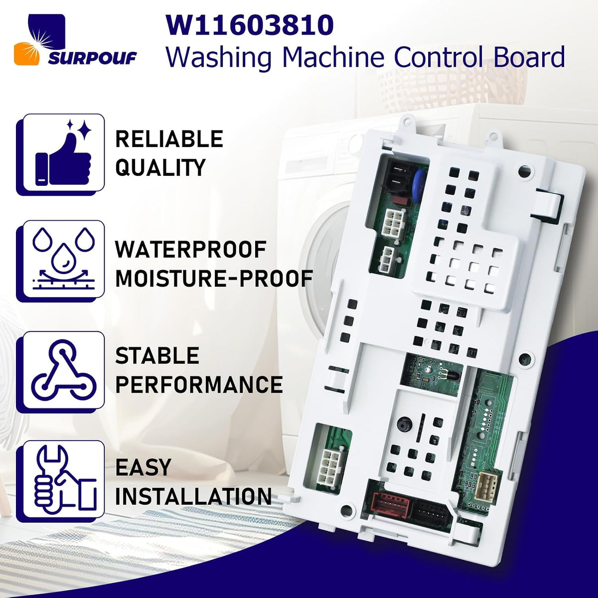W11603810 W11578565 Washer Control Board Compatible with Whirlpool Replacement 4980453 AP7193495 FIX16744838 WTW4816FW3