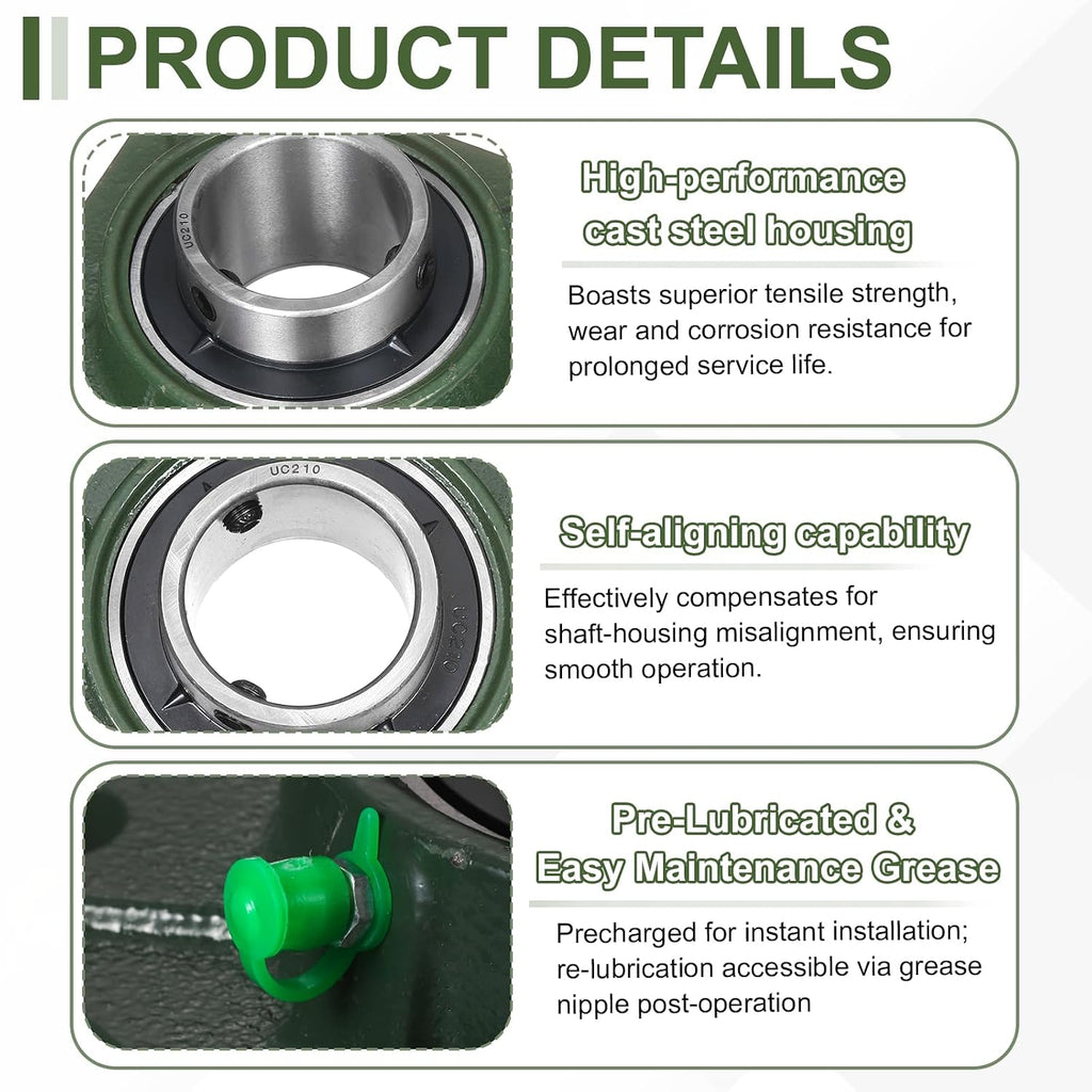 uxcell UCF210 Pillow Block Bearings, 50mm Bore Self Alignment, (ABEC3)