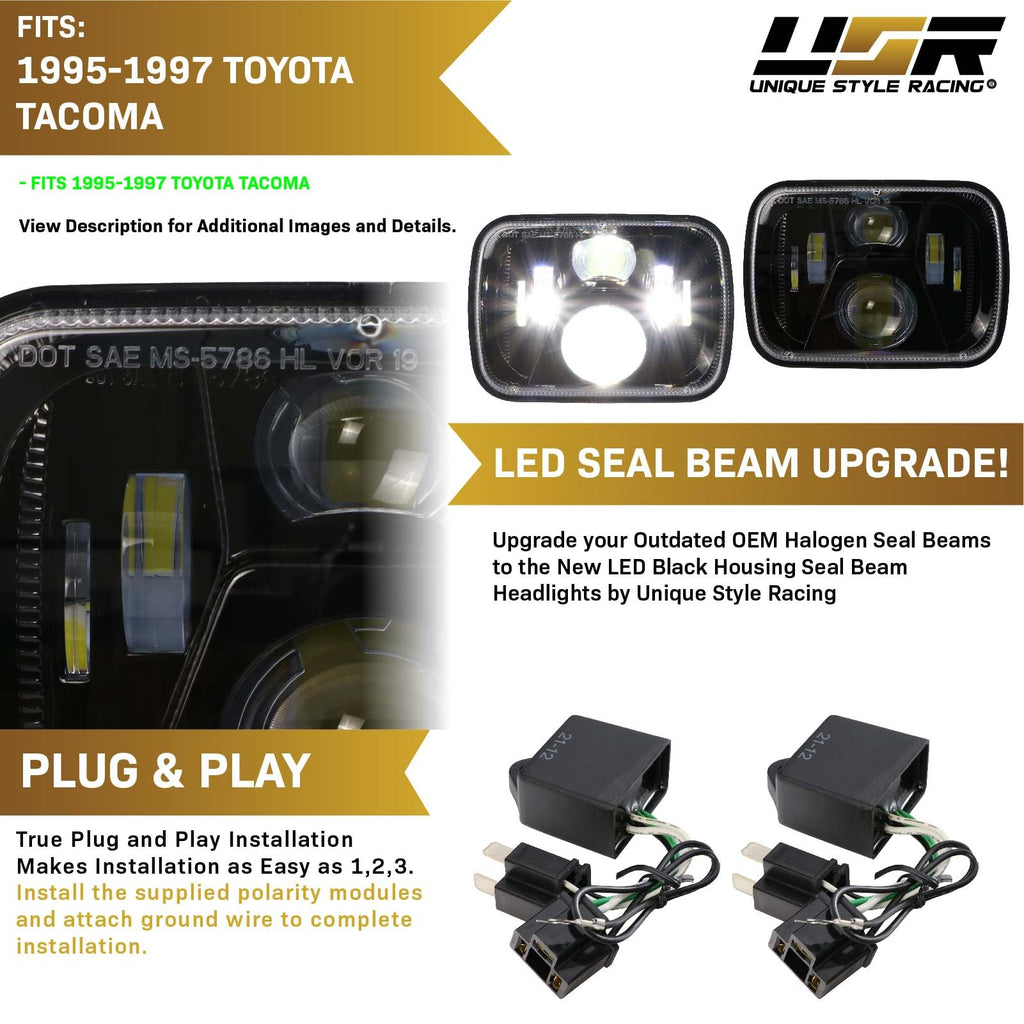 USR 95-97 Tacoma Pick Up 7x6 H6054 LED Sealed Beam Projector Headlight WITH Polarity Correction Module Low/High Beam