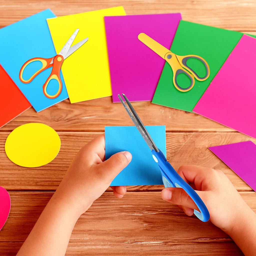 3 Pieces Kids Scissors Blunt Tip 6" Small Stainless Safety Scissors with Cover for Toddler Preschool Age 4-7 8 9